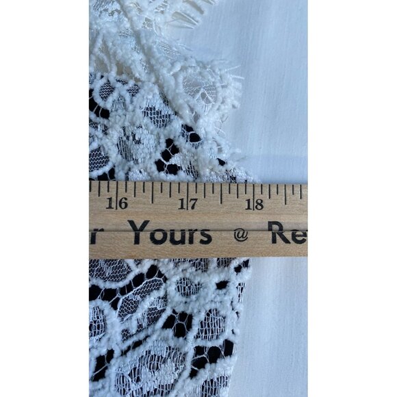 White House Black Market Blouse Women's Size 12 Top Ivory Black Lace Feminine - Picture 5 of 16